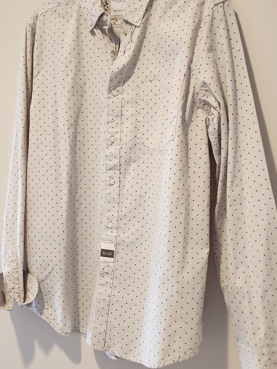 Denim & Flower Other - NWT Men's White Micro-Dot Button-Up Shirt
